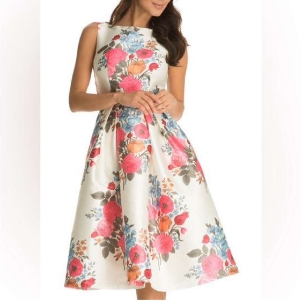 Floral Sleeveless Dress - Pink and Blue